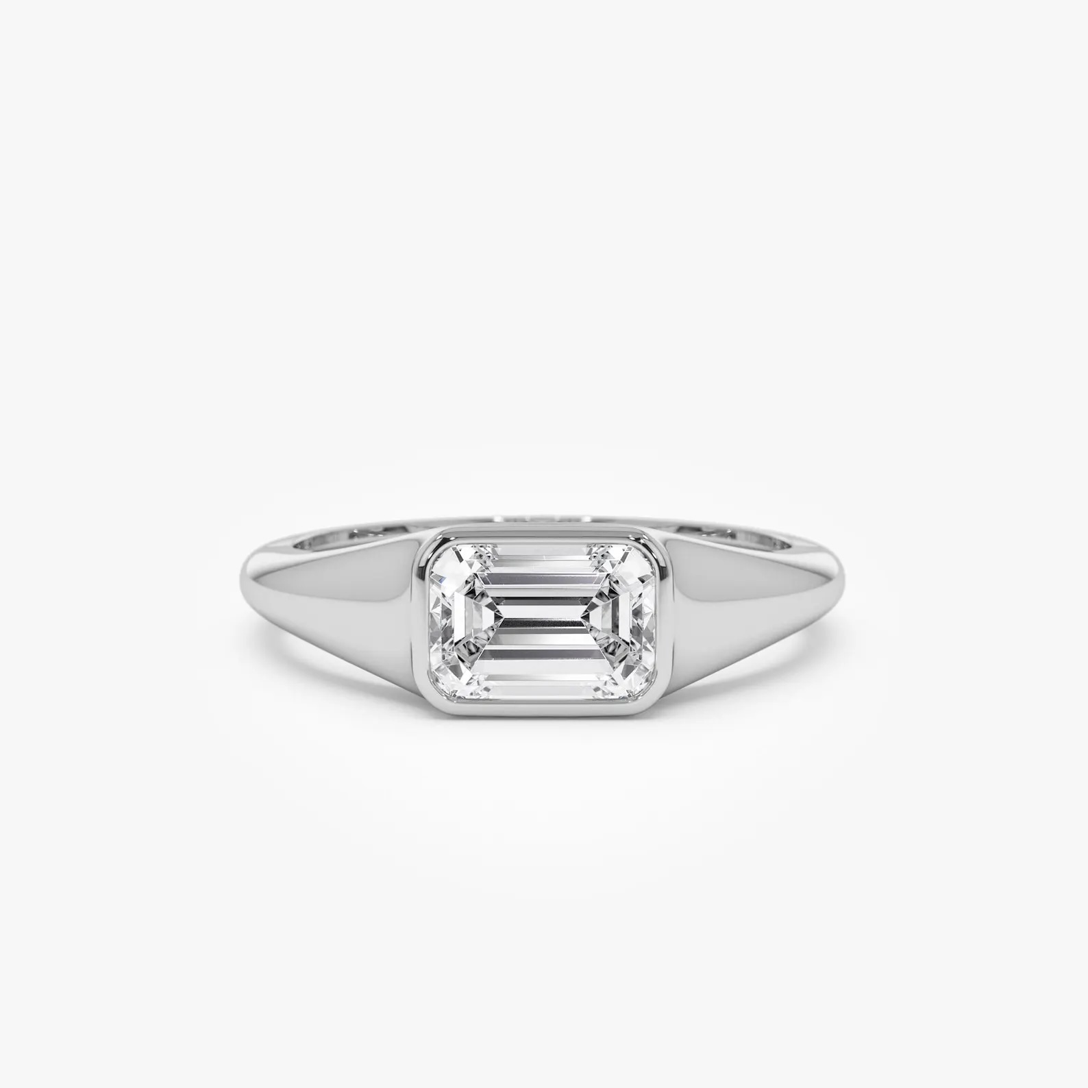 1.00ctw Emerald Cut Bezel Set Ring