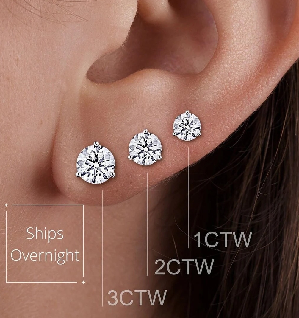 14K White 1/3 CT Diamond Stud Earrings